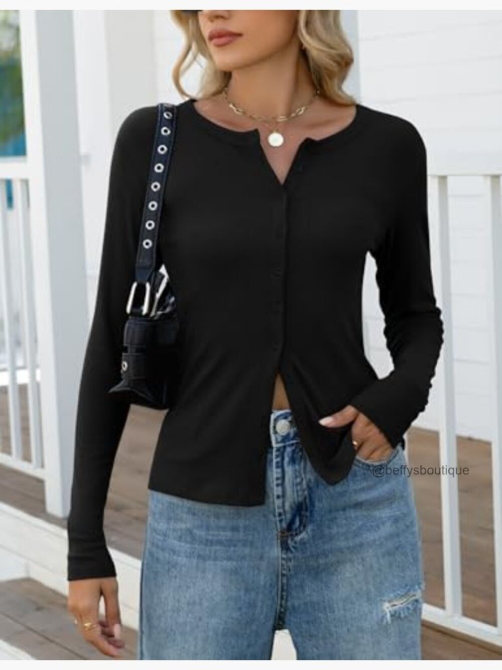 Long Sleeve Button Down Cardigan Lightweight Going Out Top - Picture 4 of 7
